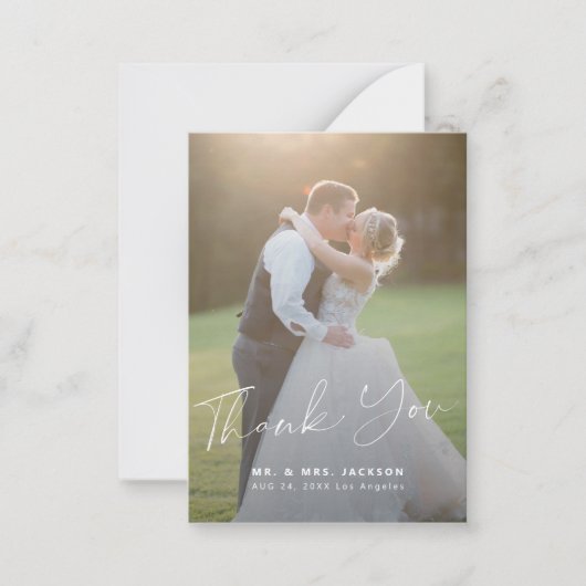 Moderne Foto Hochzeit danke MINI SIZE Mitteilungskarte (Vorderseite)