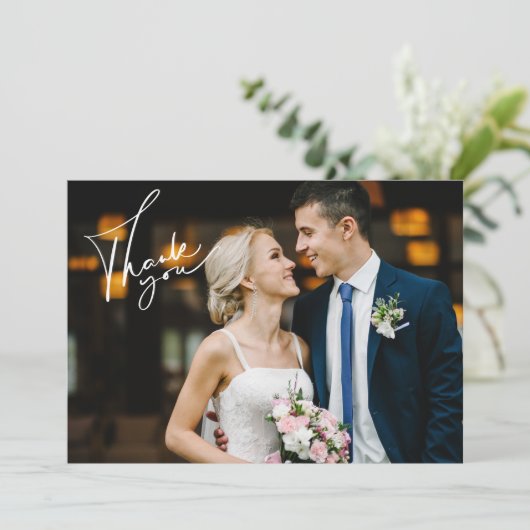 Moderne Foto Hochzeit Dankeschön Karte (Stehend Vorderseite)