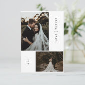 Moderne Foto Hochzeit Dankeschön Karte mit Hinweis (Stehend Vorderseite)