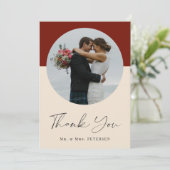 Moderne Foto Hochzeit Dankeskarte (Stehend Vorderseite)