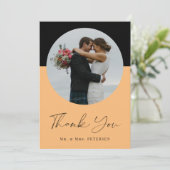 Moderne Foto Hochzeit Dankeskarte (Stehend Vorderseite)