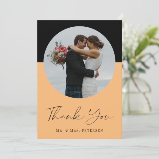 Moderne Foto Hochzeit Dankeskarte (Stehend Vorderseite)