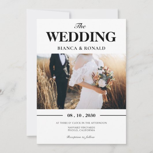 Moderne Foto-Hochzeit Einladung (Vorderseite)