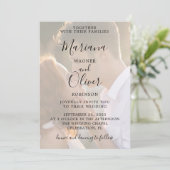 Moderne Foto Hochzeit Einladung Elegante Schrift (Stehend Vorderseite)