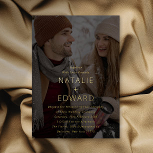 Moderne Foto-Hochzeit Folieneinladung