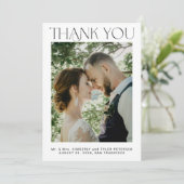 Moderne Foto-Hochzeit ganz einfach Dankeskarte (Stehend Vorderseite)