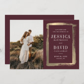 Moderne Foto-Hochzeit in Goldlackierung Save The Date (Vorne/Hinten)