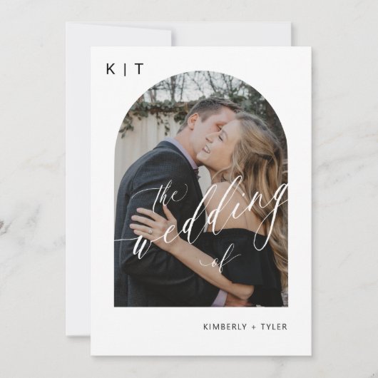 Moderne Foto-Hochzeit in Schwarz-Weiß Einladung (Vorderseite)