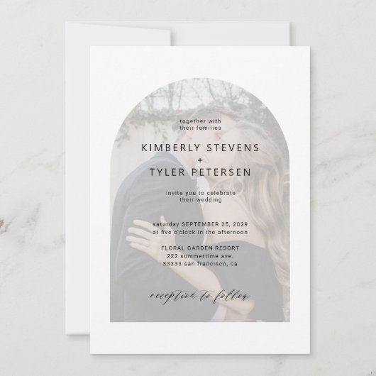 Moderne Foto-Hochzeit in Schwarz-Weiß Einladung (Rückseite)