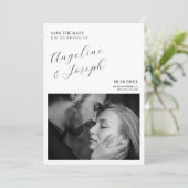 Moderne Foto-Hochzeit in Schwarz-Weiß Save The Date (Stehend Vorderseite)