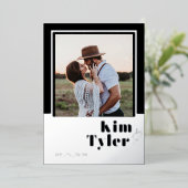 Moderne Foto-Hochzeit in schwarzem Silber speicher Folieneinladung (Stehend vorne)