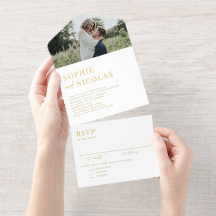 Moderne Foto-Hochzeit in Typografie und Handschrif All-in-One-Einladung