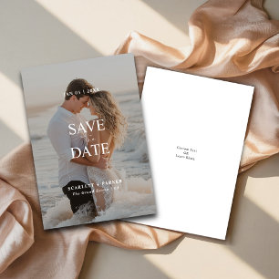 Moderne Foto-Hochzeit in Urlaubsort mit Vollblut Save The Date