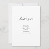 Moderne Foto-Hochzeit in Weiß und Schwarz Dankeskarte (Vorderseite)