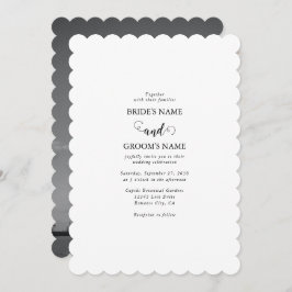 Moderne Foto-Hochzeit in Weiß und Schwarz Einladung