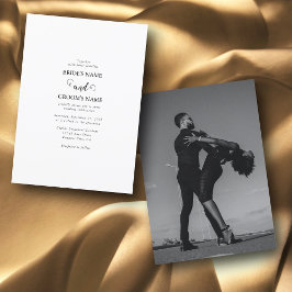 Moderne Foto-Hochzeit in Weiß und Schwarz Einladung