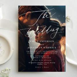 Moderne Foto Hochzeit in Weiß und Schwarz Einladung