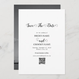 Moderne Foto-Hochzeit in Weiß und Schwarz Save The Date