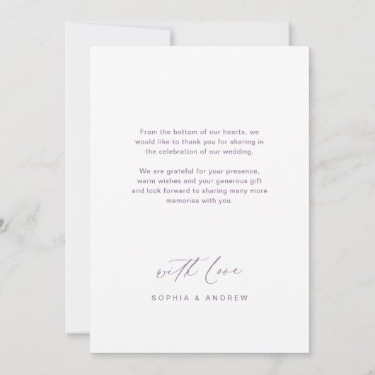 Moderne Foto Hochzeit mit eleganten Drehbüchern da Dankeskarte (Rückseite)