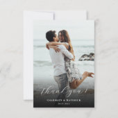 Moderne Foto-Hochzeit mit Handschrift Dankeskarte (Vorderseite)