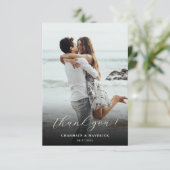 Moderne Foto-Hochzeit mit Handschrift Dankeskarte (Stehend Vorderseite)
