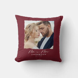 Moderne Foto Hochzeit personalisiert Mr. and Mrs. Kissen
