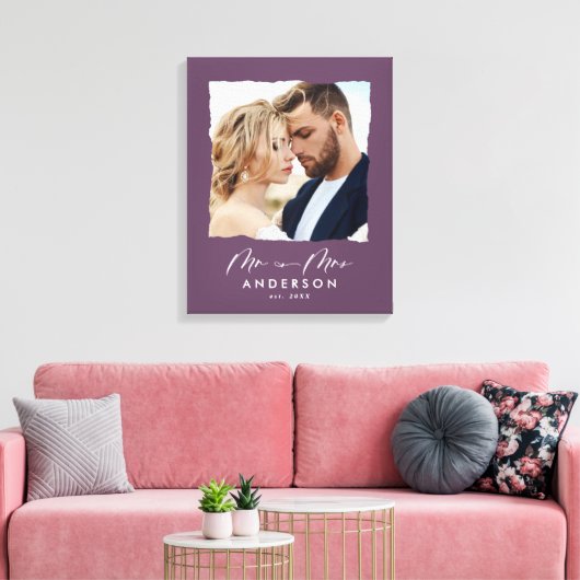 Moderne Foto Hochzeit personalisiert Mr. and Mrs. Leinwanddruck (Insitu (Wohnzimmer))