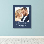Moderne Foto Hochzeit personalisiert Mr. and Mrs. Leinwanddruck (Insitu (Holzboden))