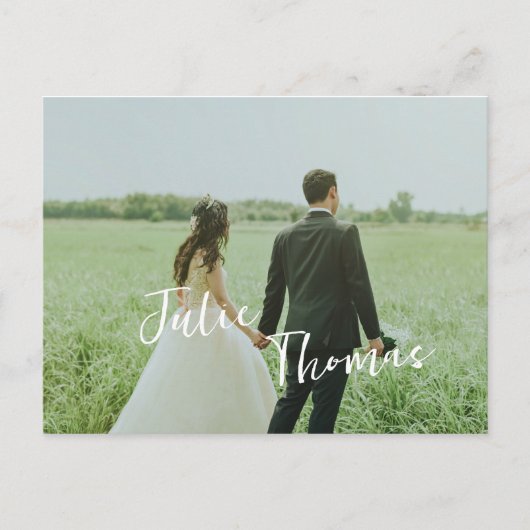 Moderne Foto-Hochzeit Postkarte (Vorderseite)