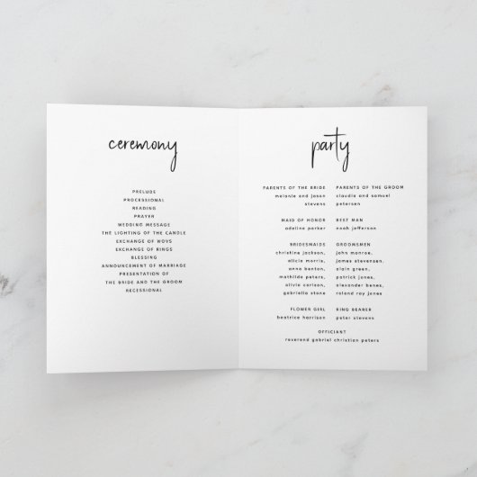 Moderne Foto-Hochzeit Programm (Innenseite)