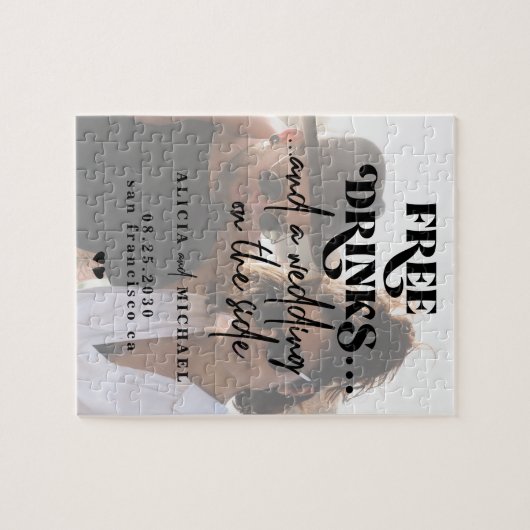 Moderne Foto Hochzeit retten das Datum Puzzle (Horizontal)