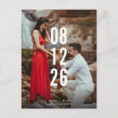 Moderne Foto-Hochzeit rettet das Datum Ankündigungspostkarte (Vorderseite)