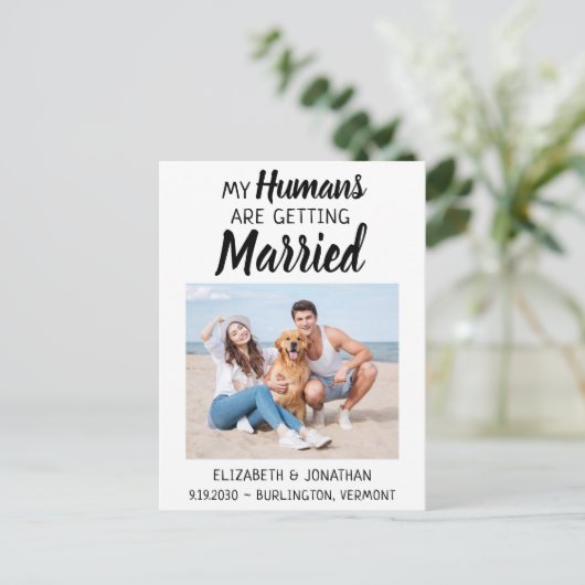 Moderne Foto-Hochzeit rettet das Datum Ankündigungspostkarte (Stehend Vorderseite)