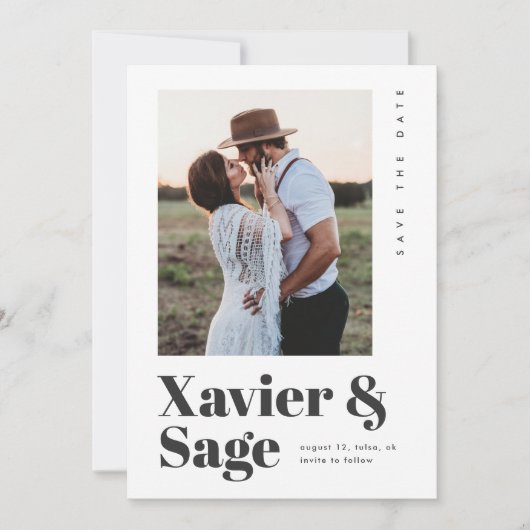 Moderne Foto Hochzeit Save The Date (Vorderseite)
