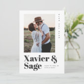 Moderne Foto Hochzeit Save The Date (Stehend Vorderseite)