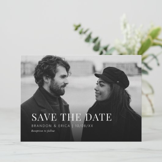 Moderne Foto-Hochzeit Save The Date (Stehend Vorderseite)