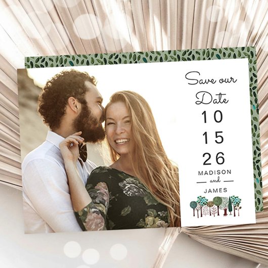 Moderne Foto-Hochzeit 'Save the Date' mit Baum-Ico Save The Date