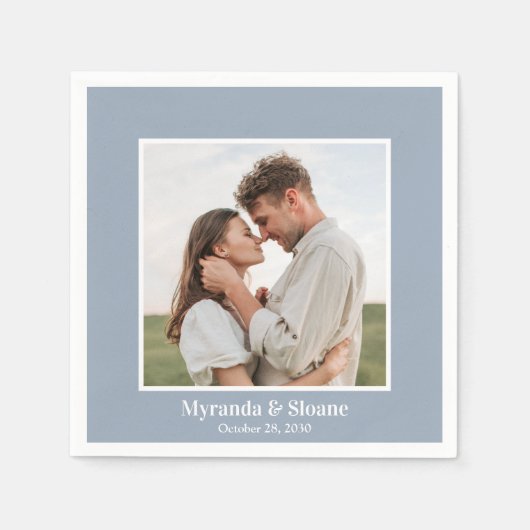 Moderne Foto-Hochzeit Serviette (Vorderseite)