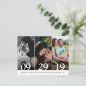 Moderne Foto Hochzeit speichern das Datum Ankündigungspostkarte (Stehend Vorderseite)