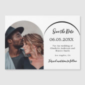 Moderne Foto Hochzeit Speichern Sie den Datums-Mag Magneteinladung (Vorderseite)