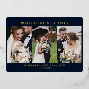 Moderne Foto Hochzeit Vielen Dank Gold Foil Card Folieneinladung