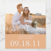Moderne Foto Hochzeit Weinetikett (Einzelnes Label)