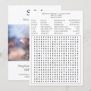 Moderne Foto Hochzeit Word Search Save the Date-W2 Einladung