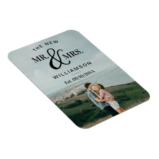Moderne Foto-Hochzeitsankündigung Magnet (Rechte Seite)