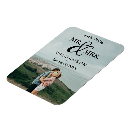 Moderne Foto-Hochzeitsankündigung Magnet (Linke Seite)