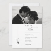 Moderne Foto-Hochzeitseinladung mit Monogramm. Einladung (Vorderseite)