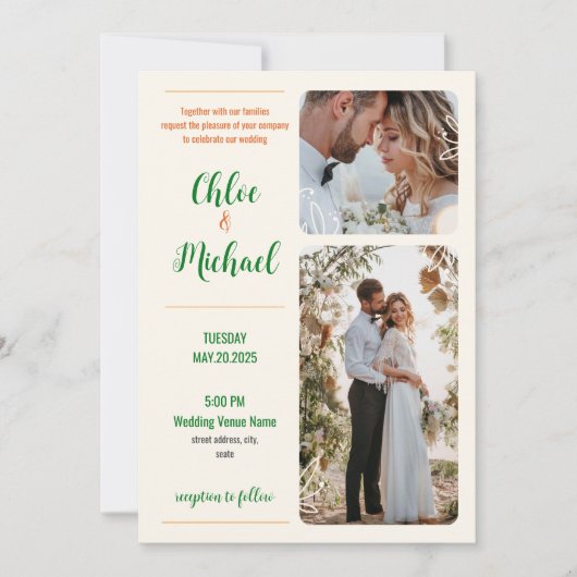 Moderne Foto Hochzeitseinladung mit QR-Code Einladung (Vorderseite)