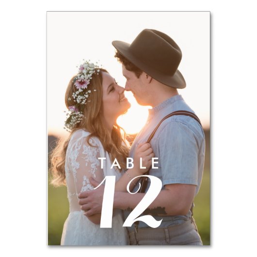 Moderne Foto-Hochzeitsempfang Tischnummer (Vorderseite)