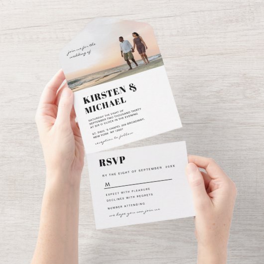 Moderne Foto Hochzeitskarte Einladung (Abreißen)