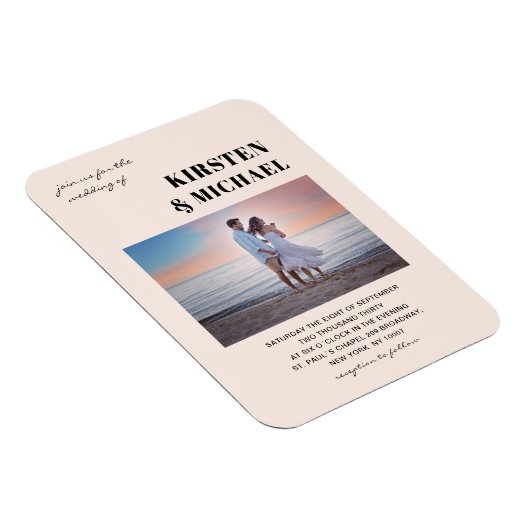 Moderne Foto Hochzeitskarte Einladung Magnet (Rechte Seite)